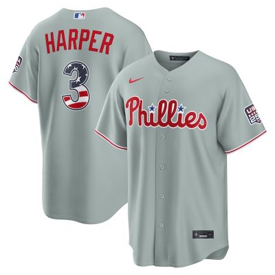 Bryce Harper Philadelphia Phillies USA 250 Fourth of July Road Stadium Jersey - Gray