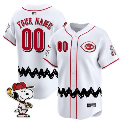 Cincinnati Reds x Peanuts Vapor Premier Limited Custom Jersey - Stitched - White