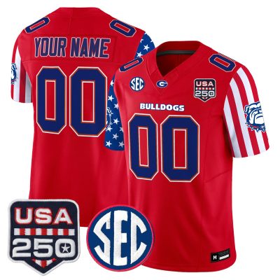 Georgia Bulldogs "America 250 Edition" Vapor Limited Custom Jersey - Red