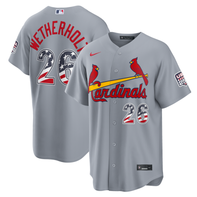 JJ Wetherholt St. Louis Cardinals USA 250 Fourth of July Road Stadium Jersey - Gray