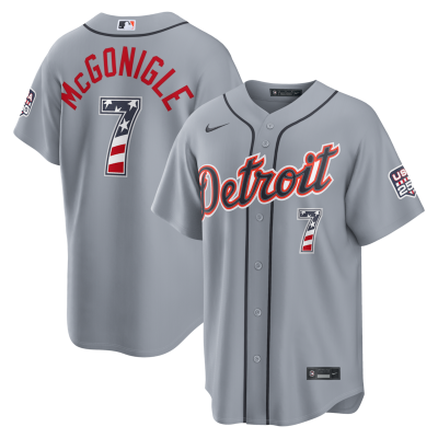 Kevin McGonigle Detroit Tigers USA 250 Fourth of July Road Stadium Jersey - Gray