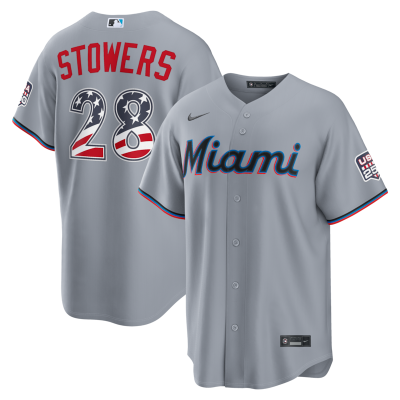 Kyle Stowers Miami Marlins USA 250 Fourth of July Road Stadium Jersey - Gray