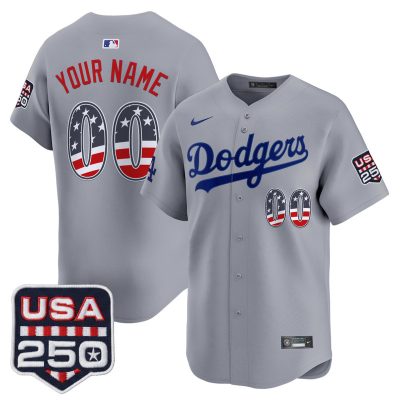 Los Angeles Dodgers USA 250 Fourth of July Vapor Premier Limited Custom Jersey - Gray