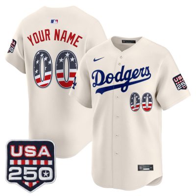 Los Angeles Dodgers USA 250 Fourth of July Vapor Premier Limited Custom Jersey - Liberty Cream