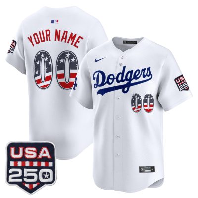 Los Angeles Dodgers USA 250 Fourth of July Vapor Premier Limited Custom Jersey - White