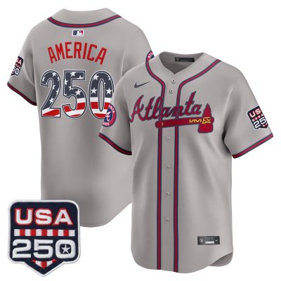 Men's Atlanta Braves USA 250 Fourth of July Vapor Premier Limited Jersey - Gray / #250 America