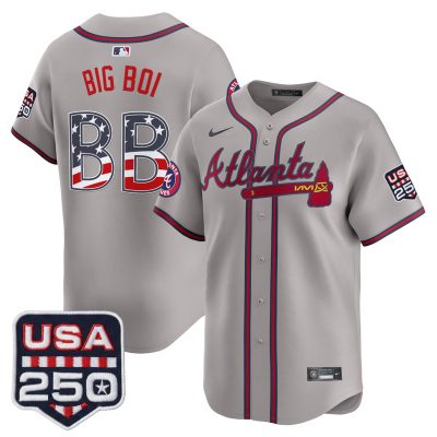 Men's Atlanta Braves USA 250 Fourth of July Vapor Premier Limited Jersey - Gray / Big Boi