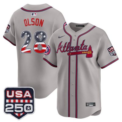 Men's Atlanta Braves USA 250 Fourth of July Vapor Premier Limited Jersey - Gray / Matt Olson