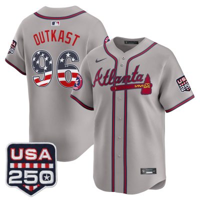 Men's Atlanta Braves USA 250 Fourth of July Vapor Premier Limited Jersey - Gray / OutKast
