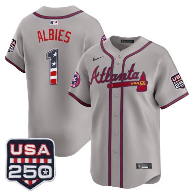 Men's Atlanta Braves USA 250 Fourth of July Vapor Premier Limited Jersey - Gray / Ozzie Albies