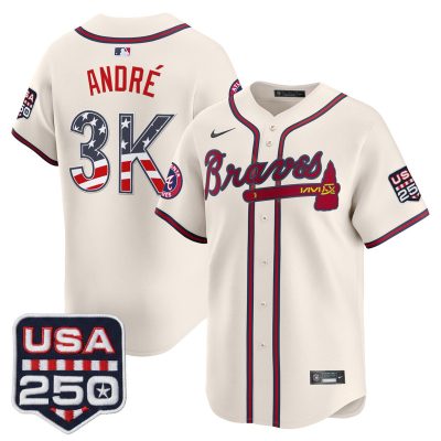 Men's Atlanta Braves USA 250 Fourth of July Vapor Premier Limited Jersey - Liberty Cream / Andre
