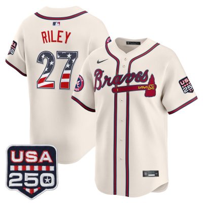 Men's Atlanta Braves USA 250 Fourth of July Vapor Premier Limited Jersey - Liberty Cream / Austin Riley