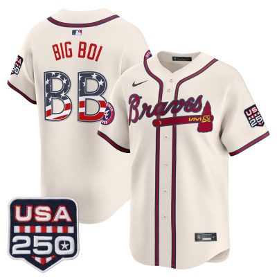 Men's Atlanta Braves USA 250 Fourth of July Vapor Premier Limited Jersey - Liberty Cream / Big Boi
