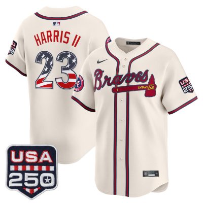 Men's Atlanta Braves USA 250 Fourth of July Vapor Premier Limited Jersey - Liberty Cream / Michael Harris II