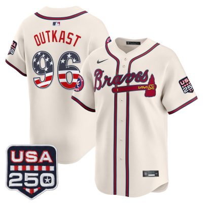Men's Atlanta Braves USA 250 Fourth of July Vapor Premier Limited Jersey - Liberty Cream / OutKast