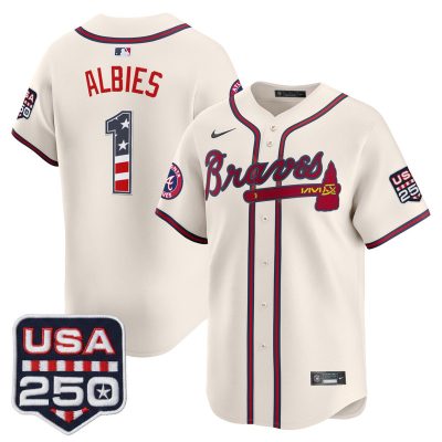 Men's Atlanta Braves USA 250 Fourth of July Vapor Premier Limited Jersey - Liberty Cream / Ozzie Albies