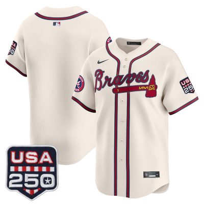 Men's Atlanta Braves USA 250 Fourth of July Vapor Premier Limited Jersey - Liberty Cream / Team