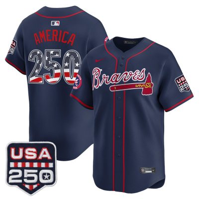 Men's Atlanta Braves USA 250 Fourth of July Vapor Premier Limited Jersey - Navy / #250 America