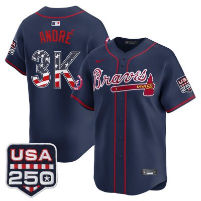 Men's Atlanta Braves USA 250 Fourth of July Vapor Premier Limited Jersey - Navy / Andre