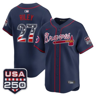 Men's Atlanta Braves USA 250 Fourth of July Vapor Premier Limited Jersey - Navy / Austin Riley