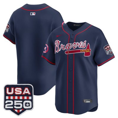 Men's Atlanta Braves USA 250 Fourth of July Vapor Premier Limited Jersey - Navy / Team
