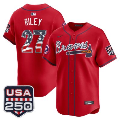 Men's Atlanta Braves USA 250 Fourth of July Vapor Premier Limited Jersey - Red / Austin Riley
