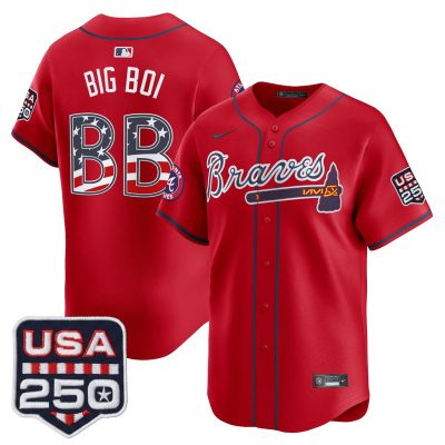 Men's Atlanta Braves USA 250 Fourth of July Vapor Premier Limited Jersey - Red / Big Boi