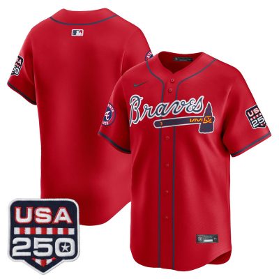 Men's Atlanta Braves USA 250 Fourth of July Vapor Premier Limited Jersey - Red / Team