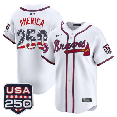 Men's Atlanta Braves USA 250 Fourth of July Vapor Premier Limited Jersey - White / #250 America