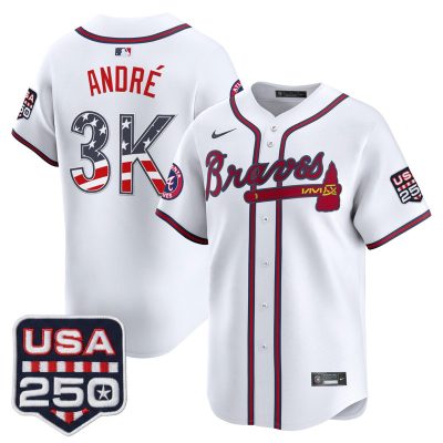 Men's Atlanta Braves USA 250 Fourth of July Vapor Premier Limited Jersey - White / Andre