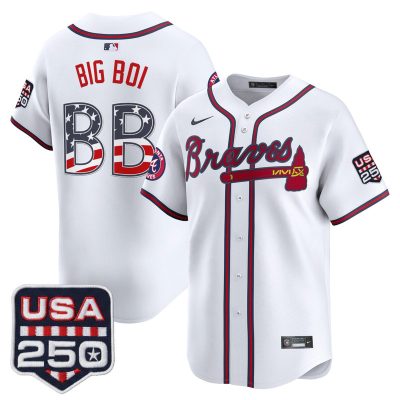 Men's Atlanta Braves USA 250 Fourth of July Vapor Premier Limited Jersey - White / Big Boi