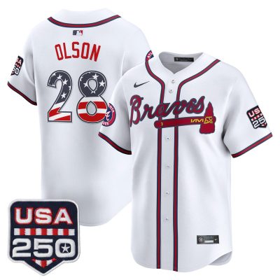 Men's Atlanta Braves USA 250 Fourth of July Vapor Premier Limited Jersey - White / Matt Olson