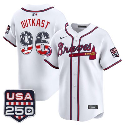 Men's Atlanta Braves USA 250 Fourth of July Vapor Premier Limited Jersey - White / OutKast