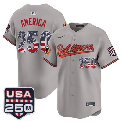 Men's Baltimore Orioles USA 250 Fourth of July Vapor Premier Limited Jersey - Gray / #250 America