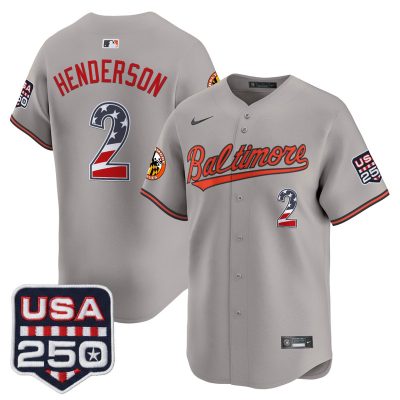 Men's Baltimore Orioles USA 250 Fourth of July Vapor Premier Limited Jersey - Gray / Gunnar Henderson