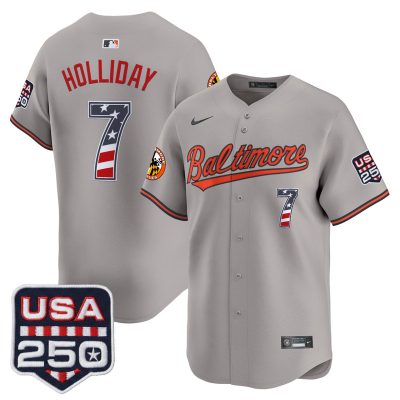 Men's Baltimore Orioles USA 250 Fourth of July Vapor Premier Limited Jersey - Gray / Jackson Holliday