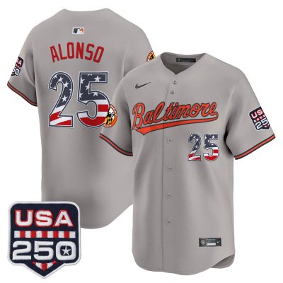 Men's Baltimore Orioles USA 250 Fourth of July Vapor Premier Limited Jersey - Gray / Pete Alonso