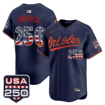 Men's Baltimore Orioles USA 250 Fourth of July Vapor Premier Limited Jersey - Navy / #250 America