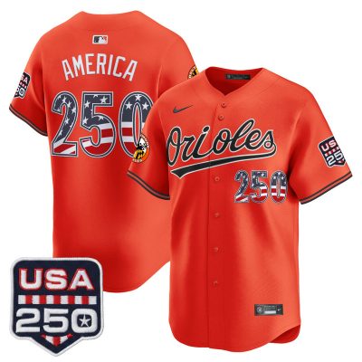 Men's Baltimore Orioles USA 250 Fourth of July Vapor Premier Limited Jersey - Orange / #250 America
