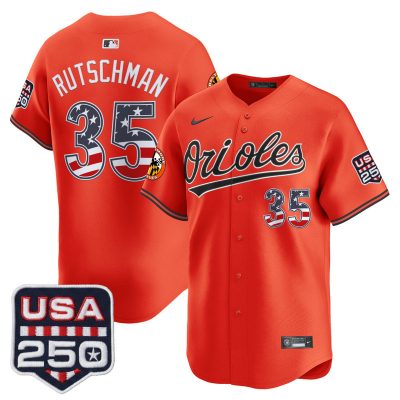 Men's Baltimore Orioles USA 250 Fourth of July Vapor Premier Limited Jersey - Orange / Adley Rutschman