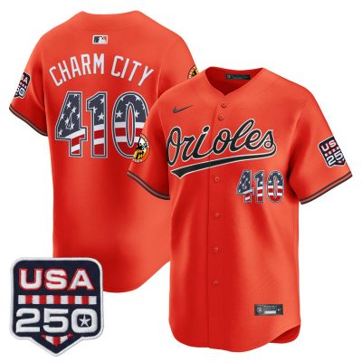 Men's Baltimore Orioles USA 250 Fourth of July Vapor Premier Limited Jersey - Orange / Charm City 410