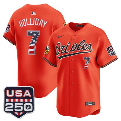 Men's Baltimore Orioles USA 250 Fourth of July Vapor Premier Limited Jersey - Orange / Jackson Holliday