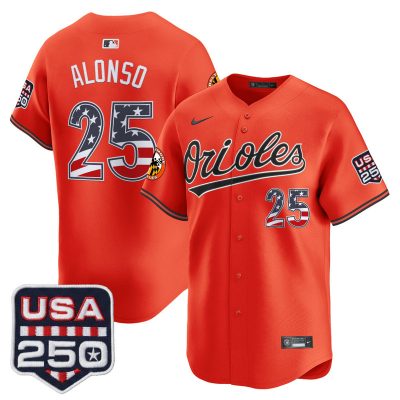 Men's Baltimore Orioles USA 250 Fourth of July Vapor Premier Limited Jersey - Orange / Pete Alonso