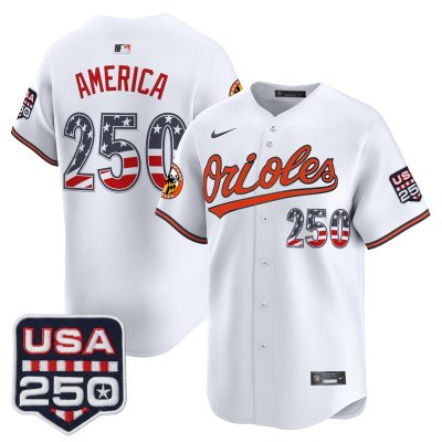 Men's Baltimore Orioles USA 250 Fourth of July Vapor Premier Limited Jersey - White / #250 America