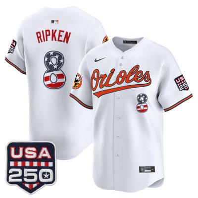Men's Baltimore Orioles USA 250 Fourth of July Vapor Premier Limited Jersey - White / Cal Ripken
