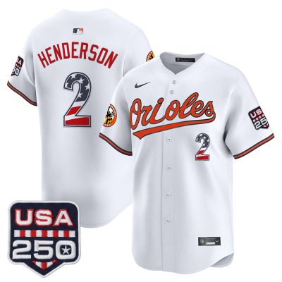Men's Baltimore Orioles USA 250 Fourth of July Vapor Premier Limited Jersey - White / Gunnar Henderson