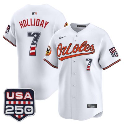 Men's Baltimore Orioles USA 250 Fourth of July Vapor Premier Limited Jersey - White / Jackson Holliday