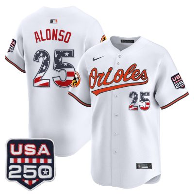 Men's Baltimore Orioles USA 250 Fourth of July Vapor Premier Limited Jersey - White / Pete Alonso