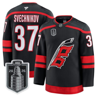 Men's Carolina Hurricanes 2026 Stanley Cup Champions Premium Jersey - Black / Andrei Svechnikov