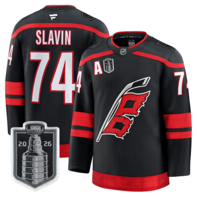 Men's Carolina Hurricanes 2026 Stanley Cup Champions Premium Jersey - Black / Jaccob Slavin